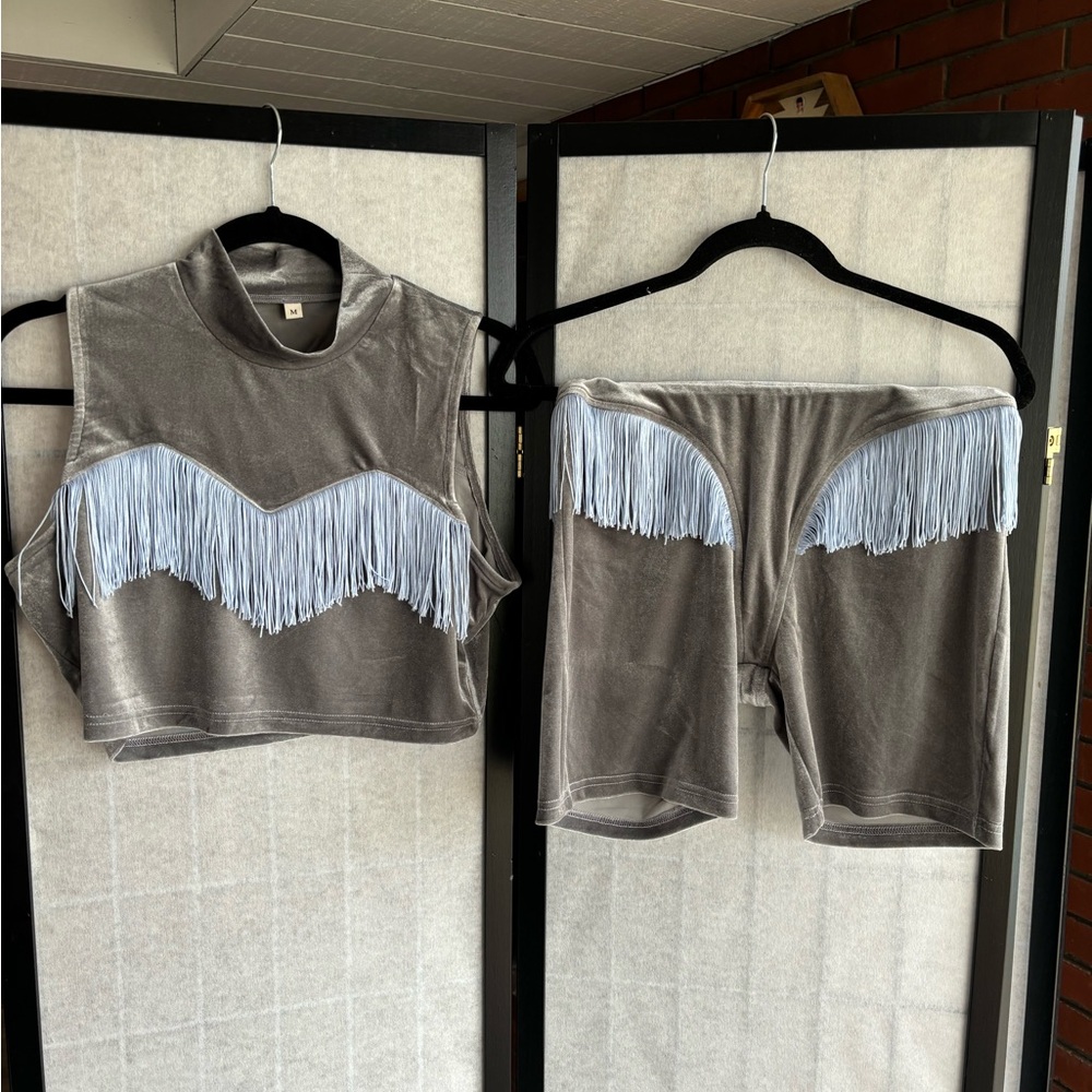 FBC Blue/Silver Velvet Fringe Set